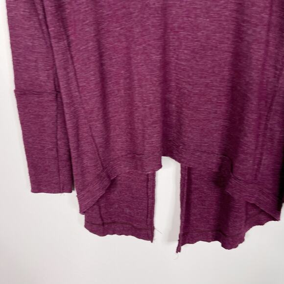 Free People Small S Purple Split Back Cowl Neck Long Sleeve Top Eggplant Cotton - Picture 4 of 12